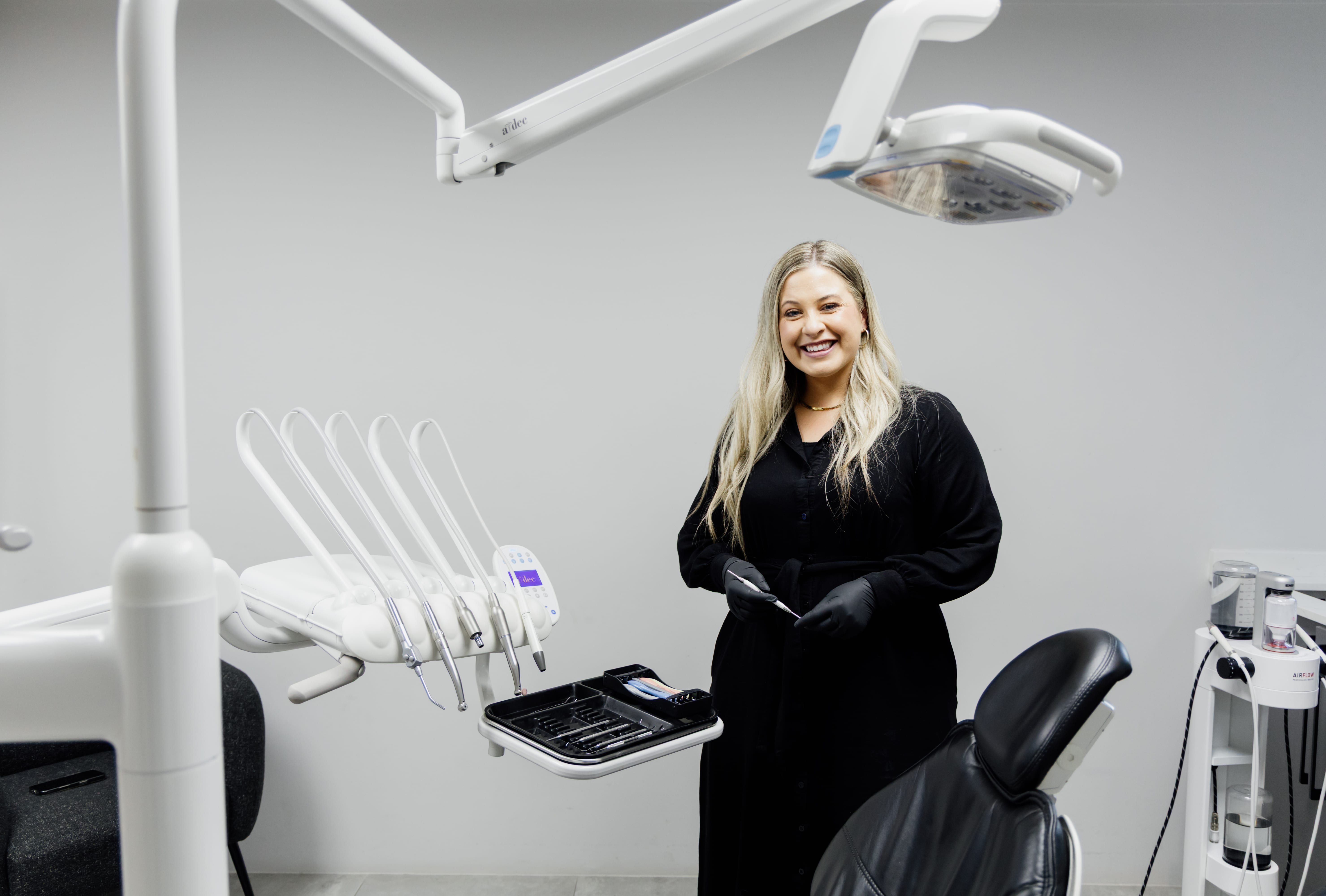 The considered, calm consultation lounge at Dental Haus
